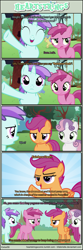 Size: 1064x3199 | Tagged: safe, artist:tritebristle, character:liza doolots, character:petunia, character:ruby pinch, character:scootaloo, character:sweetie belle, character:tootsie flute, species:pegasus, species:pony, comic:heartstrings, comic, jaded pinch