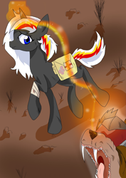 Size: 1240x1754 | Tagged: safe, artist:derpsonhooves, oc, oc only, oc:velvet remedy, species:pony, species:unicorn, fallout equestria, anesthesia spell, fanfic, fanfic art, female, fluttershy medical saddlebag, glowing horn, hellhound, horn, magic, mare, medical saddlebag, saddle bag, solo, wasteland