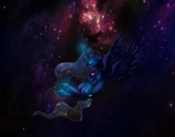 Size: 1925x1505 | Tagged: safe, artist:ghst-qn, artist:schasti, character:princess luna, species:alicorn, species:pony, cosmic, female, solo, space, stars, the cosmos, wallpaper