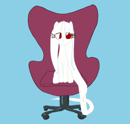 Size: 524x500 | Tagged: safe, artist:celerypony, oc, oc only, oc:celery, species:pony, species:unicorn, animated, blinking, chair, cute, female, good trick, i have done nothing productive all day, looking at you, ocbetes, office chair, open mouth, sitting, smiling, solo, spinning