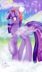Size: 600x1024 | Tagged: safe, artist:myralilth, character:twilight sparkle, character:twilight sparkle (alicorn), species:alicorn, species:pony, clothing, female, hat, mare, raised hoof, snow, snowfall, solo, winter