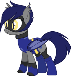 Size: 2783x2967 | Tagged: safe, artist:duskthebatpack, oc, oc only, oc:lapis, oc:sapphire the crystal archer, species:bat pony, species:pony, boots, choker, cute, female, leotard, mask, power ponies oc, simple background, smiling, solo, transparent background, vector