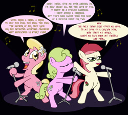 Size: 900x808 | Tagged: safe, artist:fadri, character:daisy, character:lily, character:lily valley, character:roseluck, flower trio, microphone, nat king cole, singing, song reference
