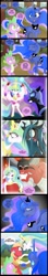 Size: 900x5120 | Tagged: safe, artist:coltsteelstallion, character:big mcintosh, character:lord tirek, character:nightmare moon, character:princess celestia, character:princess luna, character:queen chrysalis, character:spike, species:earth pony, species:pony, comic:a love letter, ship:celestimac, comic, elements of harmony, imminent rape, male, shipping, stallion, straight, this will end in pregnancy, this will end in tears, this will not end well, tower of pimps