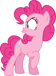 Size: 7477x10000 | Tagged: safe, artist:kysss90, character:pinkie pie, episode:the cutie map, g4, my little pony: friendship is magic, absurd resolution, disapproval, female, frown, looking back, raised hoof, simple background, solo, transparent background, vector, when she doesn't smile