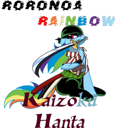 Size: 1449x1575 | Tagged: safe, artist:killkatt, character:rainbow dash, clothing, female, one piece, parody, roronoa zoro, simple background, solo, transparent background