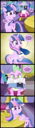 Size: 900x3225 | Tagged: safe, artist:coltsteelstallion, character:spike, character:twilight sparkle, character:twilight sparkle (alicorn), species:alicorn, species:pony, episode:amending fences, g4, my little pony: friendship is magic, book, comic, creeper, female, floppy ears, mare, minecraft, pouting, raised hoof, reading, sad, tower of pimps, underhoof