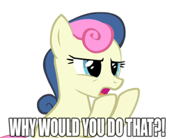 Size: 722x576 | Tagged: safe, artist:tritebristle, character:bon bon, character:sweetie drops, species:earth pony, species:pony, angry, female, image macro, mare, meme, raised hoof, simple background, solo, transparent background, why, why would you do that