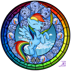 Size: 1600x1600 | Tagged: safe, artist:akili-amethyst, character:applejack, character:blaze, character:fire streak, character:fluttershy, character:lightning streak, character:misty fly, character:pinkie pie, character:rainbow dash, character:rarity, character:scootaloo, character:soarin', character:spitfire, character:surprise, character:tank, character:twilight sparkle, species:pegasus, species:pony, dive to the heart, kingdom hearts, stained glass, stock vector, wonderbolts
