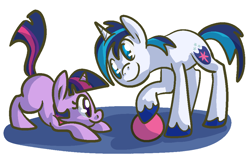 Size: 1001x623 | Tagged: safe, artist:ponygoggles, character:shining armor, character:twilight sparkle, ball, filly