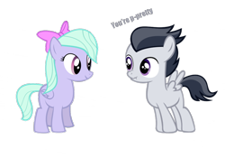 Size: 930x651 | Tagged: safe, artist:lunaticdawn, artist:pegasus-drake, artist:sofunnyguy, character:flitter, character:rumble, ship:flitterumble, age regression, female, filly, male, scrunchy face, shipping, simple background, straight, transparent background, vector, younger