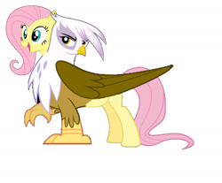 Size: 2359x1953 | Tagged: safe, artist:theunknowenone1, edit, character:fluttershy, character:gilda, species:chimera, ship:gildashy, conjoined, female, fusion, lesbian, shipping, together forever, two heads, wat, we have become one, what has magic done