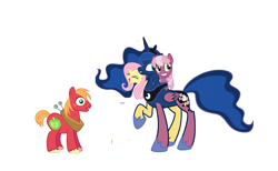 Size: 5057x3121 | Tagged: safe, artist:theunknowenone1, character:big mcintosh, character:cheerilee, character:fluttershy, character:princess luna, species:alicorn, species:chimera, species:earth pony, species:pony, ship:cheerimac, ship:fluttermac, ship:lunamac, 1000 hours in ms paint, amalgamation, big macintosh gets all the mares, cheerimacshy, cheering, eyes closed, female, flutteryay, fusion, grin, harem, lesbian, male, mare, ms paint, multiple heads, open mouth, raised hoof, shipping, smiling, stallion, straight, this isn't even my final form, three heads, wat, we have become one, what has science done, wide eyes, yay