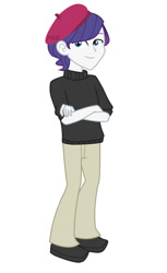 Size: 550x900 | Tagged: safe, artist:prk, character:rarity, my little pony:equestria girls, beatnik, beatnik rarity, beret, clothing, elusive, equestria guys, hat, male, pixiv, rule 63, solo