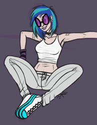 Size: 1280x1646 | Tagged: safe, artist:ldr, character:dj pon-3, character:vinyl scratch, armpits, converse, humanized, shoes