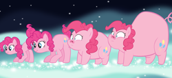 Size: 11728x5344 | Tagged: safe, artist:megarainbowdash2000, character:pinkie pie, :i, absurd resolution, animorphs, butt expansion, fat, impossibly large butt, pig, piggie pie, piggy pie, pigified, scrunchy face, solo, species swap, transformation, transformation sequence, vector, wide eyes