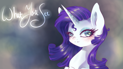 Size: 1920x1080 | Tagged: safe, artist:dream--chan, character:rarity, female, looking at you, solo, wallpaper