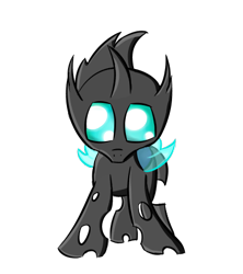 Size: 400x450 | Tagged: safe, artist:nevaylin, species:changeling, cute, front view, simple background, solo, transparent background