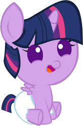 Size: 1402x2122 | Tagged: safe, artist:megarainbowdash2000, character:twilight sparkle, character:twilight sparkle (alicorn), species:alicorn, species:pony, age regression, baby, baby pony, diaper, female, filly, foal, mare, simple background, solo, transparent background, vector