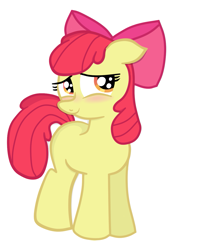 Size: 1047x1273 | Tagged: safe, artist:an-tonio, artist:lord waite, edit, character:apple bloom, species:earth pony, species:pony, adorabloom, apple bloom's bow, blushing, bow, color edit, colored, cute, female, filly, hair bow, simple background, solo, vector, white background