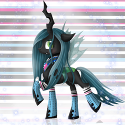 Size: 900x900 | Tagged: safe, artist:chanceyb, character:queen chrysalis, species:changeling, clothing, female, ponymania, socks, solo