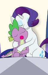 Size: 719x1112 | Tagged: safe, artist:bico-kun, character:rarity, character:spike, ship:sparity, drool, female, male, shipping, sleeping, snuggling, straight, throne
