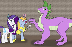Size: 1024x663 | Tagged: safe, artist:bico-kun, character:rarity, character:spike, oc, ship:sparity, female, male, older, older spike, princess rarity, royal guard, shipping, straight