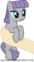 Size: 661x1207 | Tagged: safe, artist:justisanimation, character:maud pie, species:human, species:pony, cute, female, hand, holding a pony, justis holds a pony, maudabetes, simple background, solo, transparent background