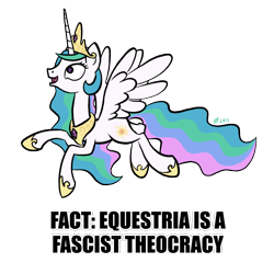 Size: 1024x1024 | Tagged: safe, artist:derkrazykraut, character:princess celestia, female, flying, government, happy, op is a duck, smiling, solo, trivia