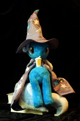 Size: 2000x3008 | Tagged: safe, artist:whiteheather, character:trixie, species:pony, doll, high res, irl, photo, plushie, sitting, smoothie, toy