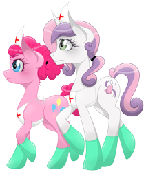 Size: 3095x3642 | Tagged: safe, artist:missitofu, character:pinkie pie, character:sweetie belle, great equestrian war