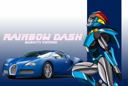 Size: 5400x3624 | Tagged: safe, artist:inspectornills, character:rainbow dash, bugatti, bugatti veyron, crossover, female, solo, transformers, transformers prime