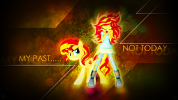 Size: 1920x1080 | Tagged: safe, artist:90sigma, artist:antylavx, artist:pwnagespartan, artist:zuko42, character:sunset shimmer, species:pony, species:unicorn, episode:my past is not today, equestria girls:rainbow rocks, g4, my little pony: equestria girls, my little pony:equestria girls, clothing, collaboration, duality, eyes closed, human ponidox, open mouth, ponidox, self ponidox, solo, transformation, wallpaper