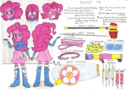 Size: 1024x736 | Tagged: safe, artist:metaldudepl666, character:pinkamena diane pie, character:pinkie pie, my little pony:equestria girls, amalur, armor, balloon, cannon, female, grenade, hammer, humanized, kingdoms of amalur, party cannon, rocket launcher, solo, traditional art, war hammer, weapon