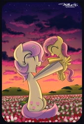 Size: 984x1448 | Tagged: safe, artist:willisninety-six, character:fluttershy, character:posey, g1, cute, filly, mother, shyabetes