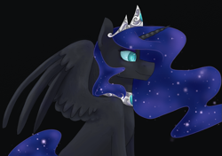 Size: 1095x770 | Tagged: safe, artist:amber flicker, character:nightmare moon, character:princess luna, female, simple background, smiling, solo