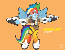 Size: 3300x2550 | Tagged: safe, artist:inspectornills, character:rainbow dash, analiz sánchez, crossover, female, latin american, overwatch, rainbow tracer, solo, tracer, voice actor joke