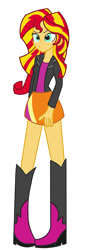 Size: 720x1996 | Tagged: safe, artist:sunshi, character:sunset shimmer, my little pony:equestria girls, boots, clothing, female, jacket, leather jacket, skirt, solo