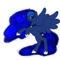 Size: 2362x2362 | Tagged: safe, artist:ponycide, character:princess luna, female, rearing, simple background, solo, spread wings, transparent background, wings