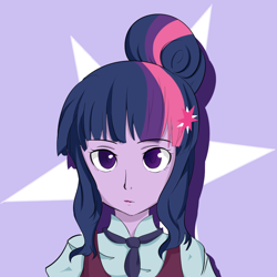 Size: 1000x1000 | Tagged: safe, artist:umejiru, character:twilight sparkle, character:twilight sparkle (scitwi), species:eqg human, my little pony:equestria girls, bust, colored pupils, female, looking at you, serious face, solo