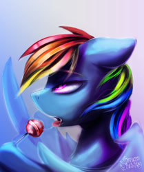 Size: 904x1080 | Tagged: safe, artist:tangomangoes, character:rainbow dash, candy, drool, drool string, female, food, lollipop, solo