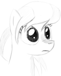 Size: 540x669 | Tagged: safe, artist:itsthinking, species:pony, episode:stranger than fanfiction, background pony, bust, digital art, female, frown, mare, monochrome, ocean spray, portrait, sketch, solo