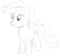 Size: 1280x1203 | Tagged: safe, artist:itsthinking, character:scootaloo, species:pegasus, species:pony, digital art, female, monochrome, sketch, solo