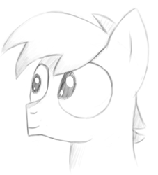 Size: 640x705 | Tagged: safe, artist:itsthinking, character:crackle pop, episode:the cart before the ponies, g4, my little pony: friendship is magic, bust, grayscale, monochrome, portrait, solo
