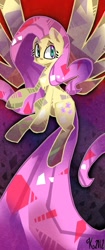 Size: 431x1026 | Tagged: safe, artist:kaliptro, character:fluttershy, species:pegasus, species:pony, female, flying, long tail, mare, smiling, solo