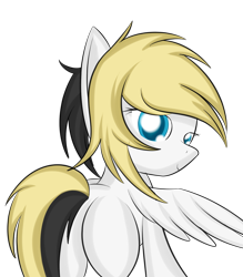 Size: 1404x1600 | Tagged: safe, artist:nevaylin, oc, oc only, oc:whiteout, species:pegasus, species:pony, colored pupils, female, looking at you, looking back, plot, solo