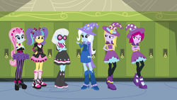 Size: 1536x864 | Tagged: safe, artist:eli-j-brony, character:fuchsia blush, character:lavender lace, character:photo finish, character:trixie, my little pony:equestria girls, female, pixel pizazz, the snapshots, trixie and the illusions, violet blurr