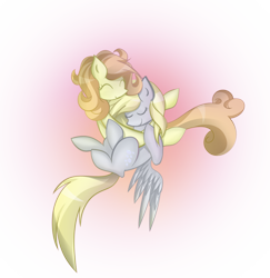 Size: 1140x1174 | Tagged: safe, artist:v-invidia, character:carrot top, character:derpy hooves, character:golden harvest, species:pegasus, species:pony, ship:derpytop, cute, cutie top, female, hug, lesbian, mare, shipping
