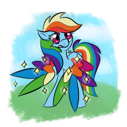 Size: 500x500 | Tagged: safe, artist:sallindaemon, character:rainbow dash, colored wings, female, multicolored wings, solo