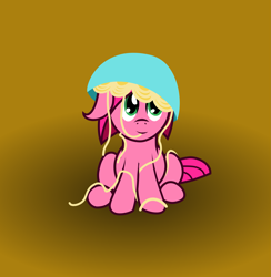 Size: 3293x3377 | Tagged: safe, artist:bryastar, oc, oc only, oc:rose, eating, female, filly, food, pasta, solo, spaghetti